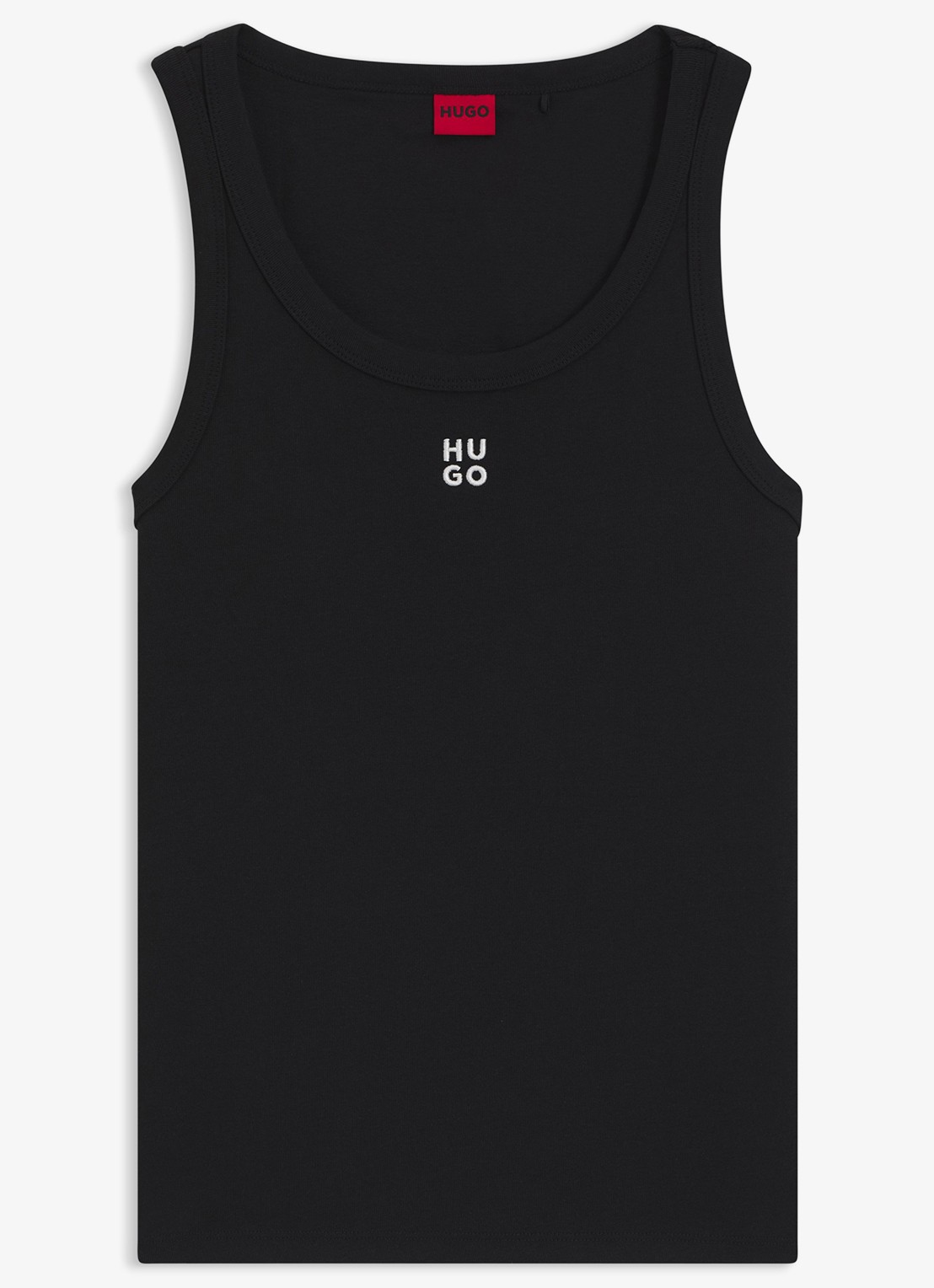 HUGO Tanktop met ribstructuur - voorkant 4 black-001 / zwart