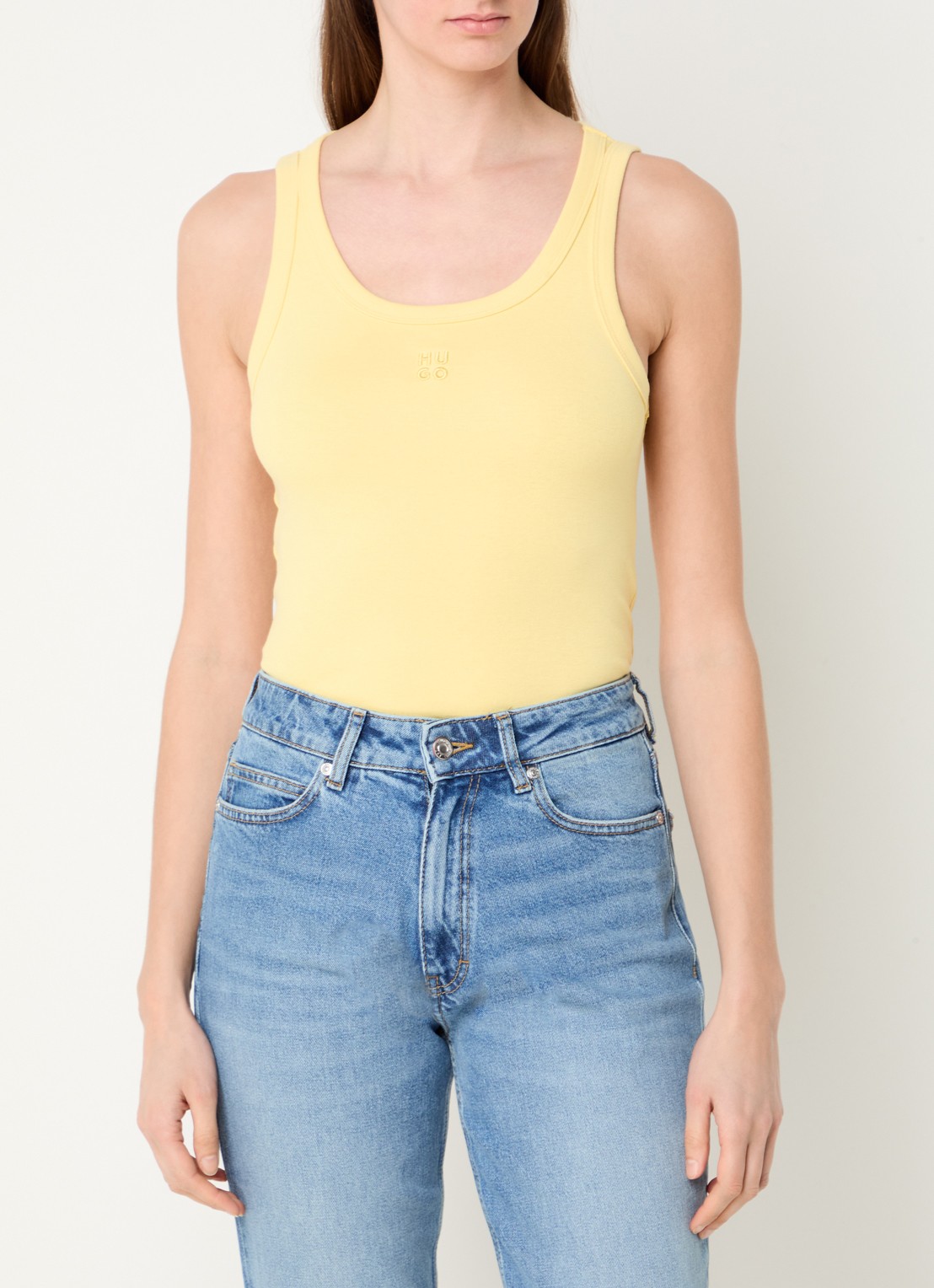 HUGO Tanktop met ribstructuur - detail 3 medium yellow-723 / geel