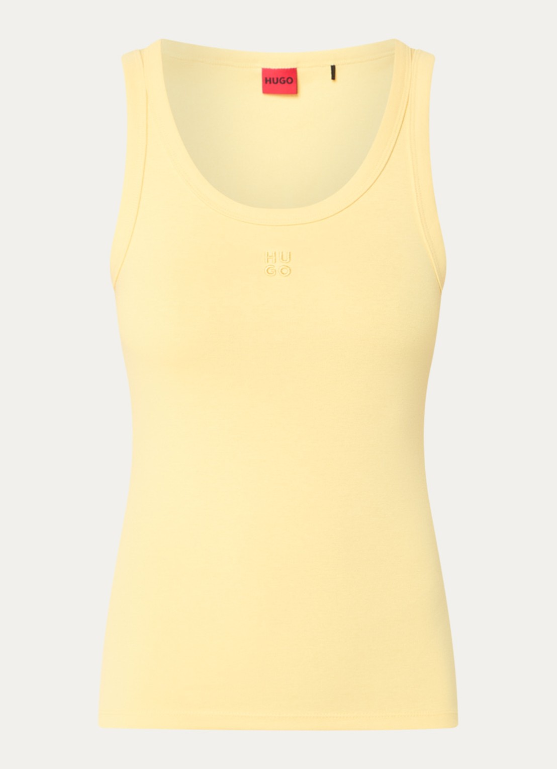 HUGO Tanktop met ribstructuur - voorkant medium yellow-723 / geel