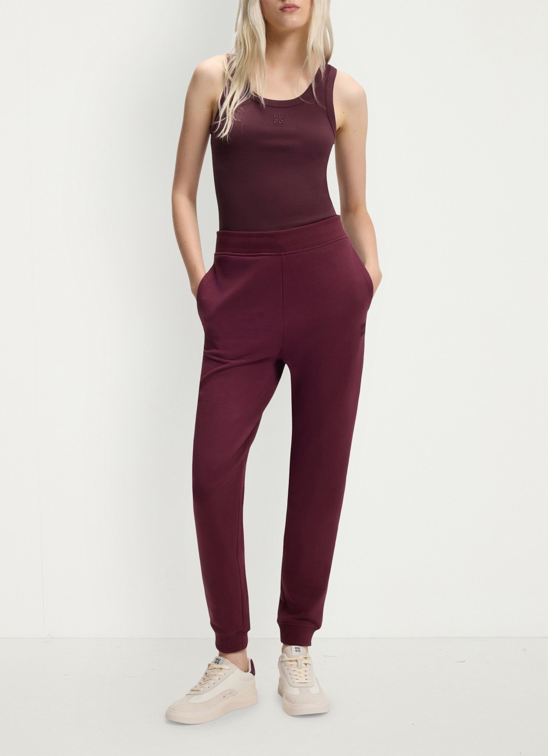 HUGO Tanktop met ribstructuur - voorkant 5 dark purple-506 / paars