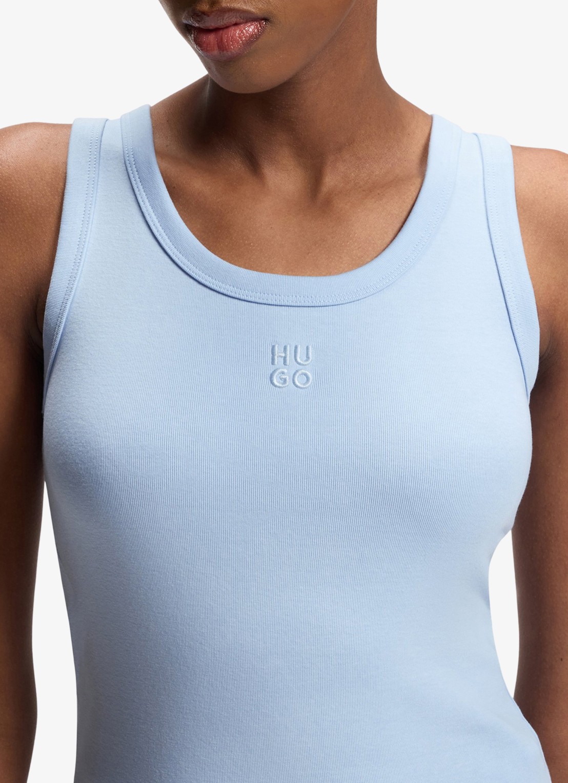 HUGO Tanktop met ribstructuur - detail 5 open blue-476 / blauw