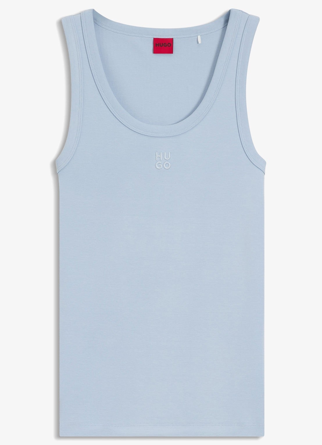 HUGO Tanktop met ribstructuur - voorkant open blue-476 / blauw