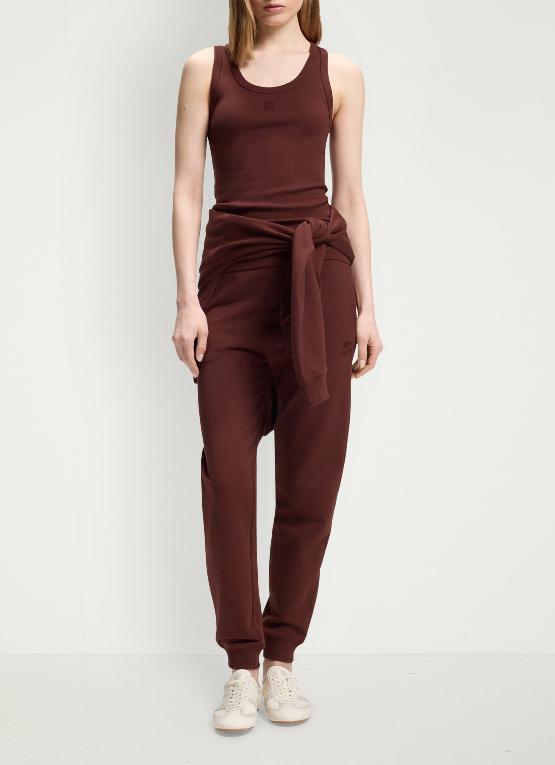 HUGO Tanktop met ribstructuur - voorkant 5 brown overflow-904 / bruin