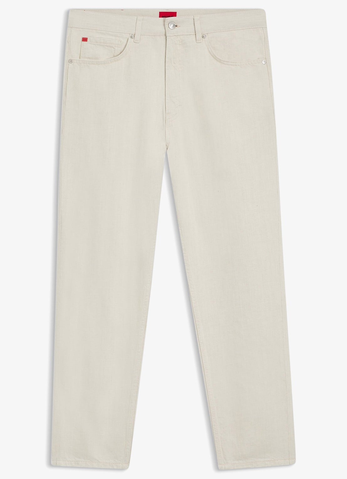 HUGO Tapered fit jeans in linnenblend - voorkant natural-102 / wit