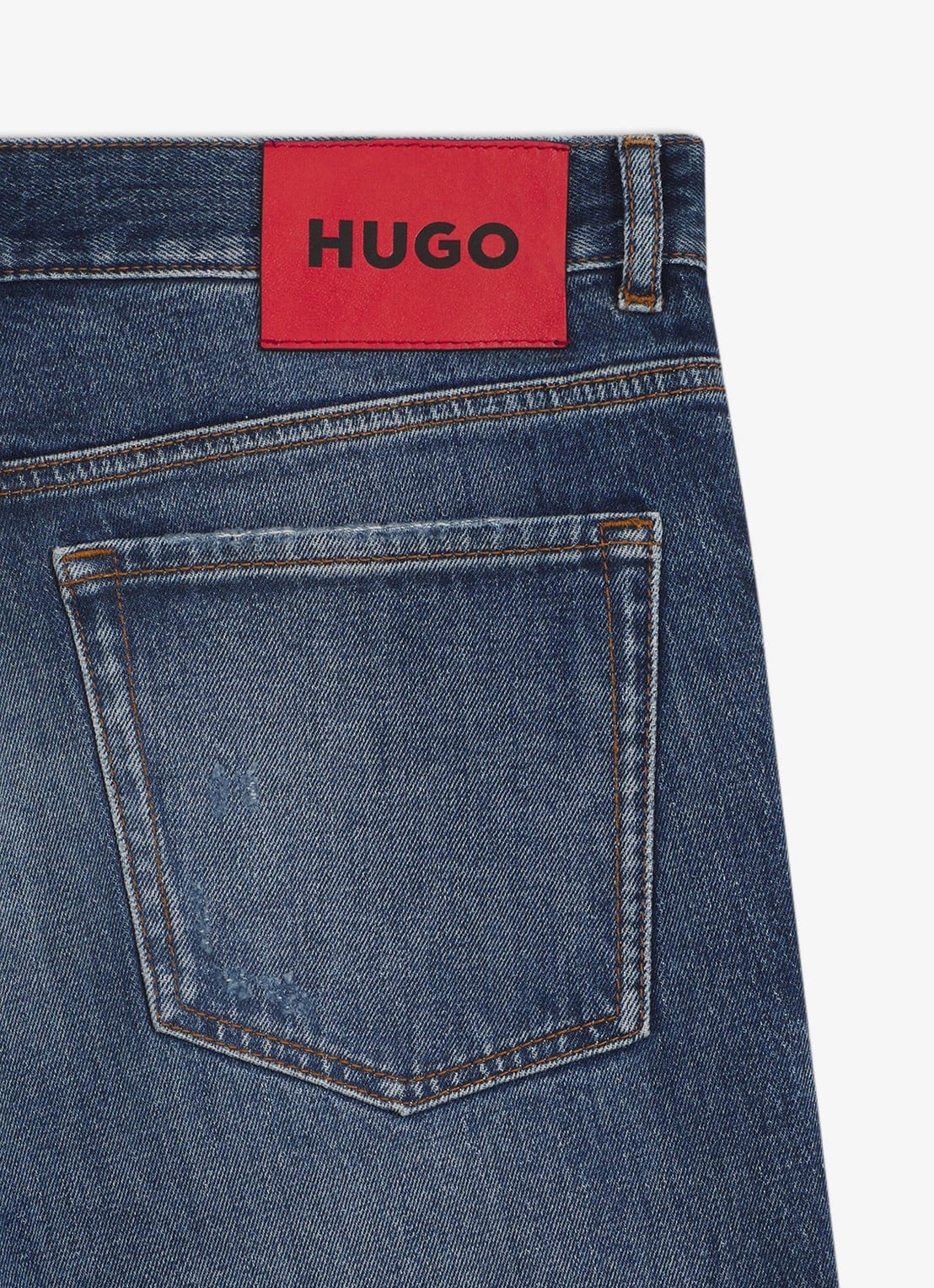 HUGO Tapered fit jeans met medium wassing - detail 2 denim
