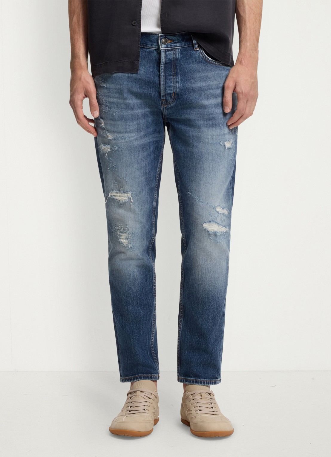 HUGO Tapered fit jeans met medium wassing - detail 5 denim
