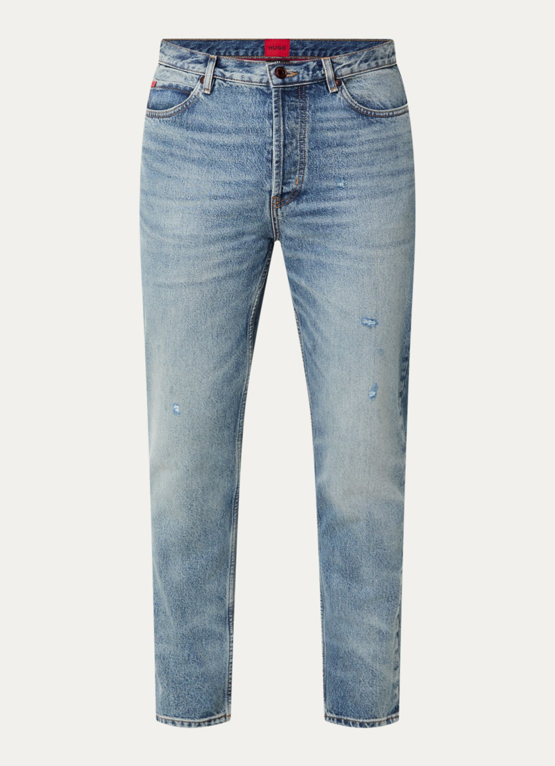 HUGO Tapered fit jeans met steekzakken - voorkant indigo
