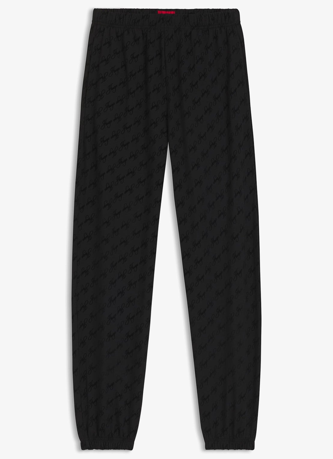 HUGO Tapered fit joggingbroek met logoprint - voorkant 3 zwart