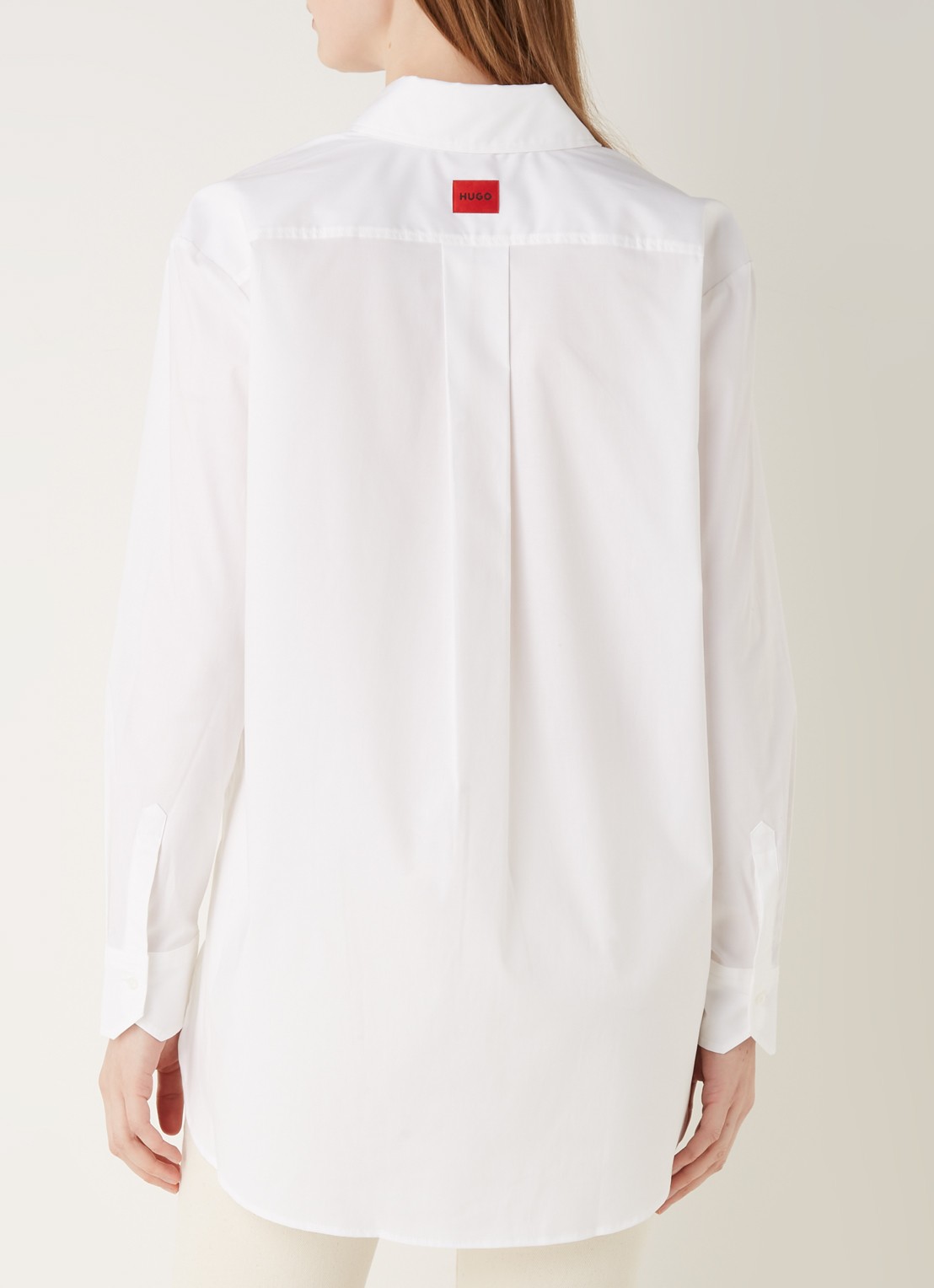 HUGO The Boyfriend blouse met stretch - achterkant wit