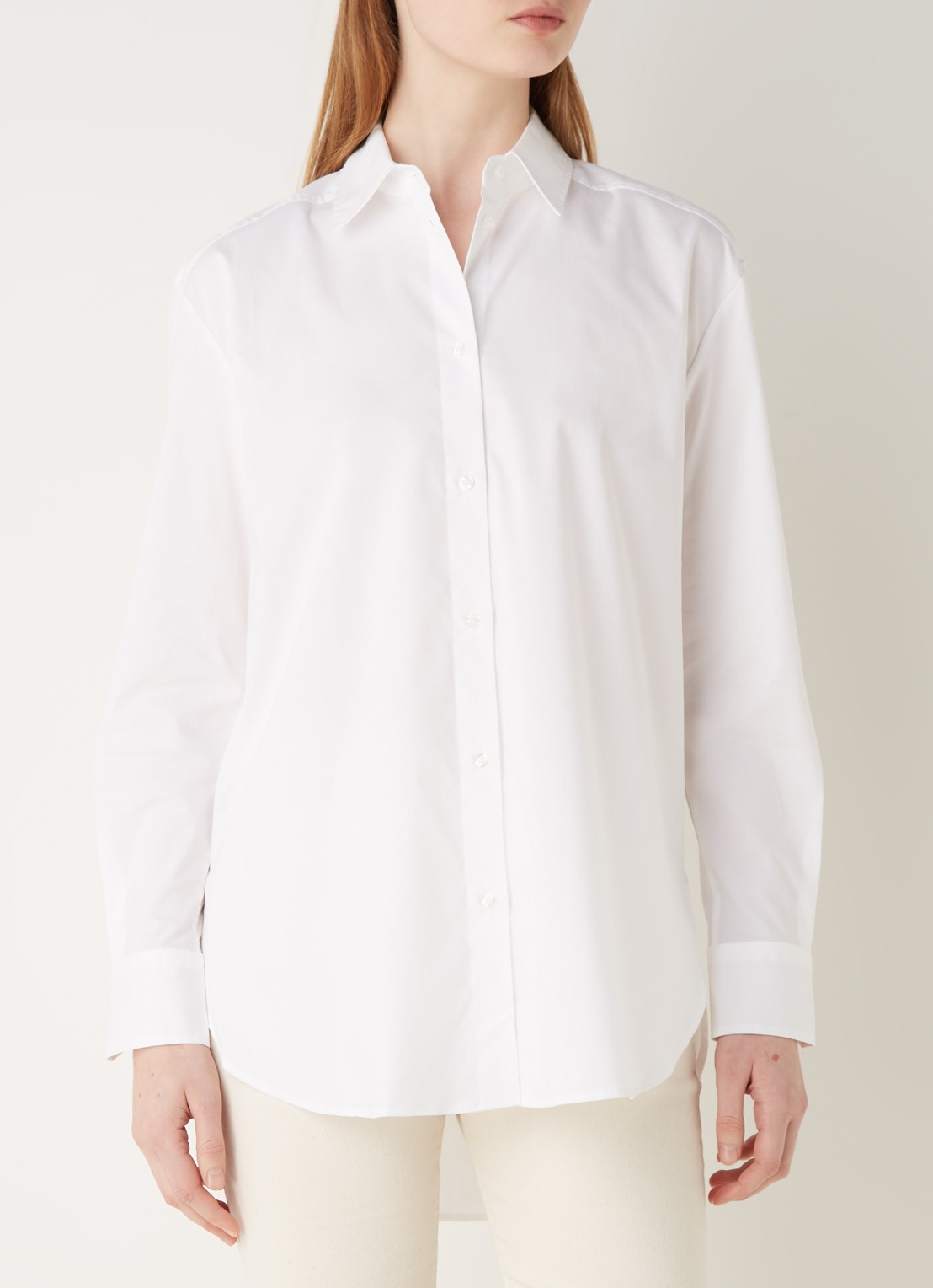 HUGO The Boyfriend blouse met stretch - detail 4 wit