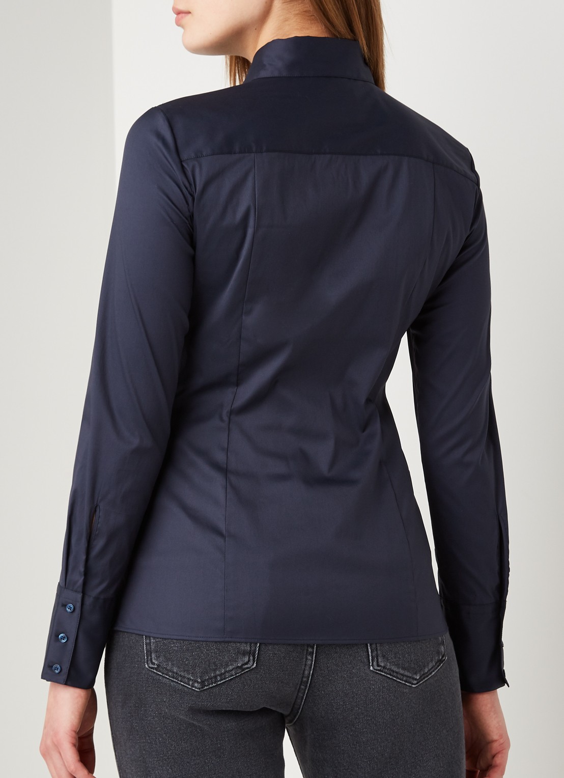 HUGO The Fitted Shirt blouse met stretch - achterkant donkerblauw