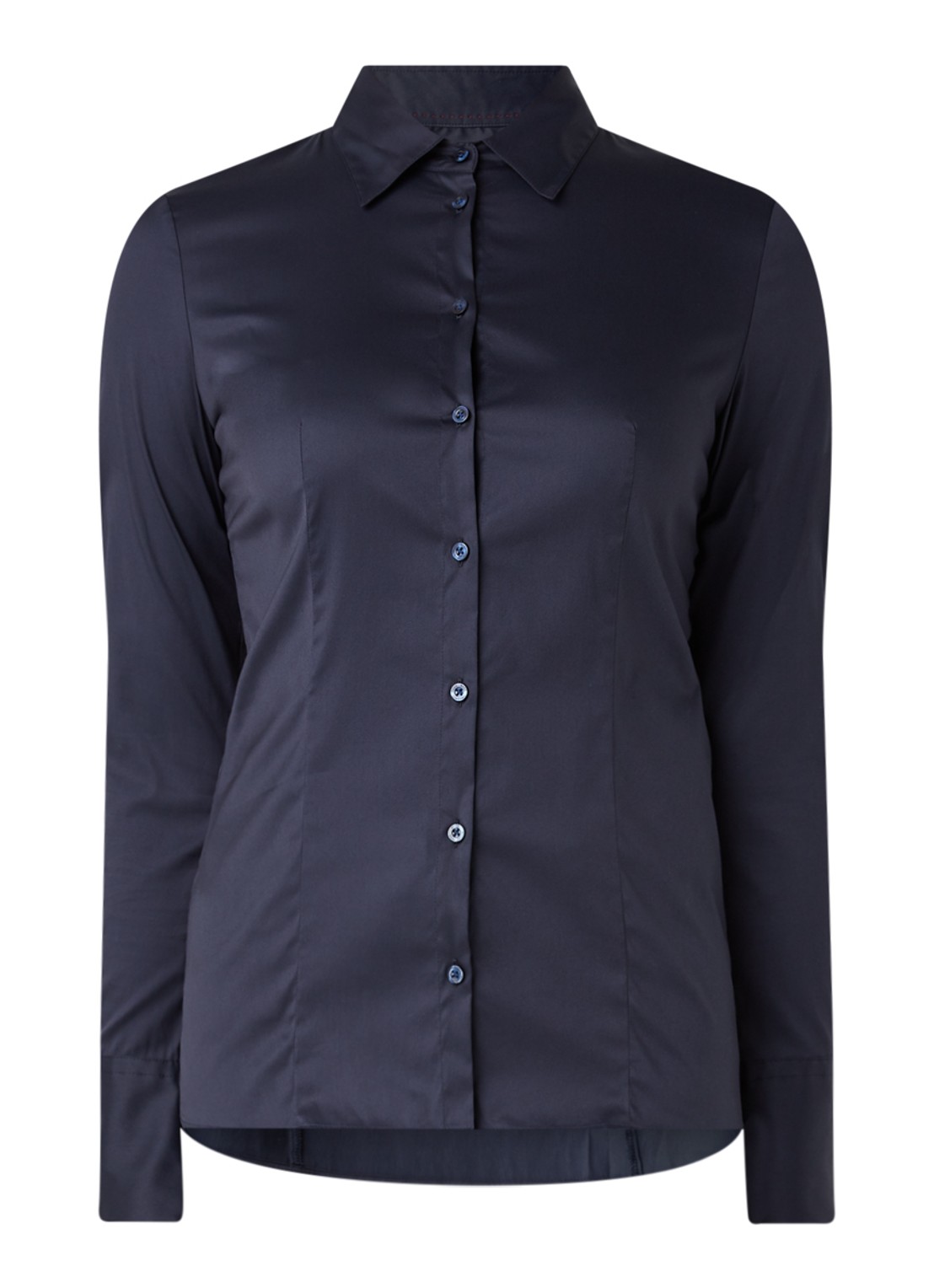 HUGO The Fitted Shirt blouse met stretch - voorkant 2 donkerblauw