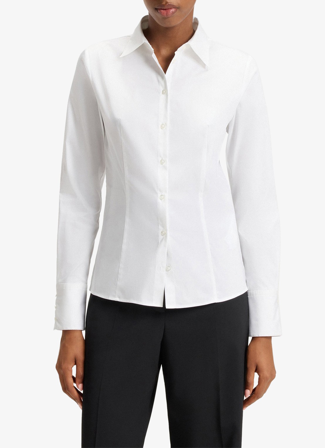 HUGO The Fitted Shirt blouse met stretch - detail 4 wit