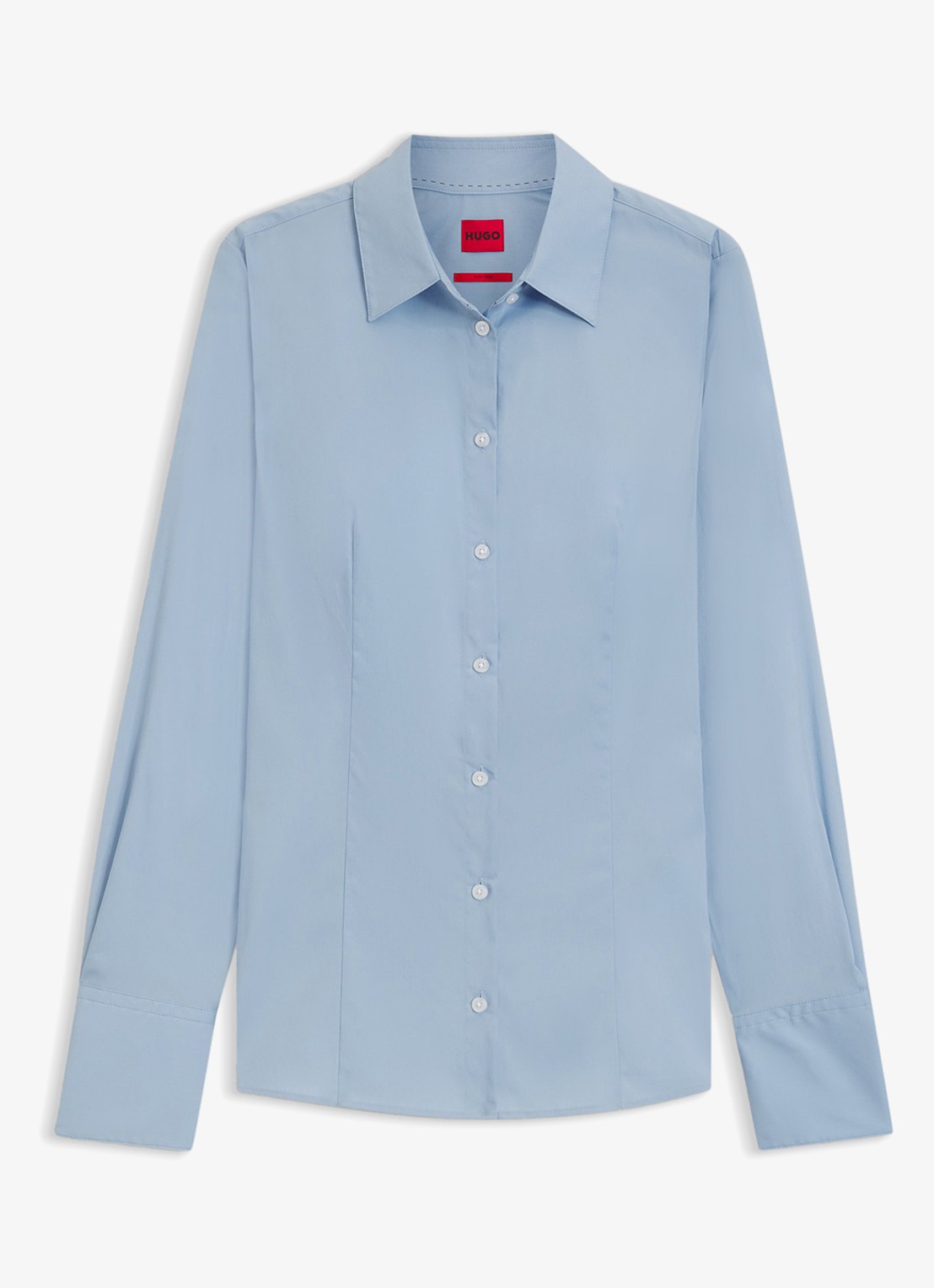 HUGO The Fitted Shirt blouse met stretch - voorkant 5 lichtblauw