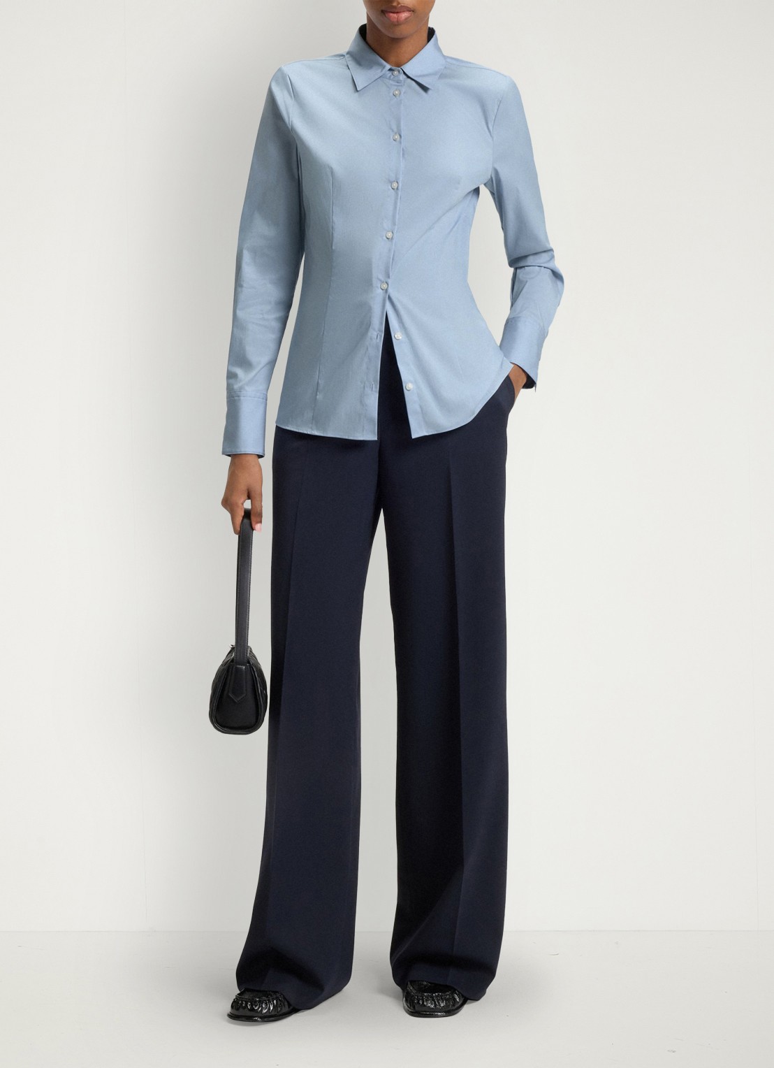 HUGO The Fitted Shirt blouse met stretch - voorkant 6 lichtblauw
