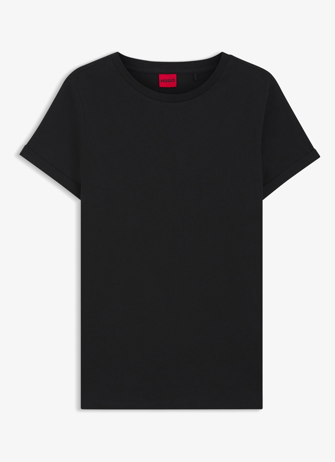 HUGO The Plain Tee T-shirt met ronde hals - voorkant zwart