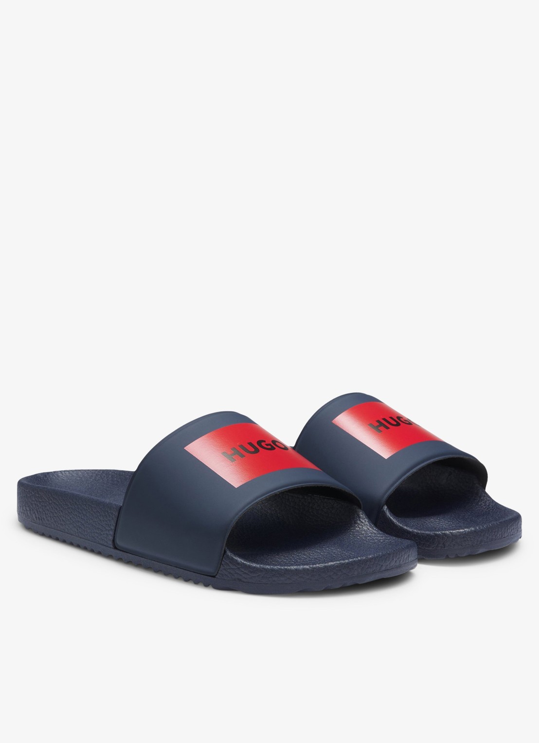 HUGO Timein slipper met logo - detail dark blue-404 / blauw