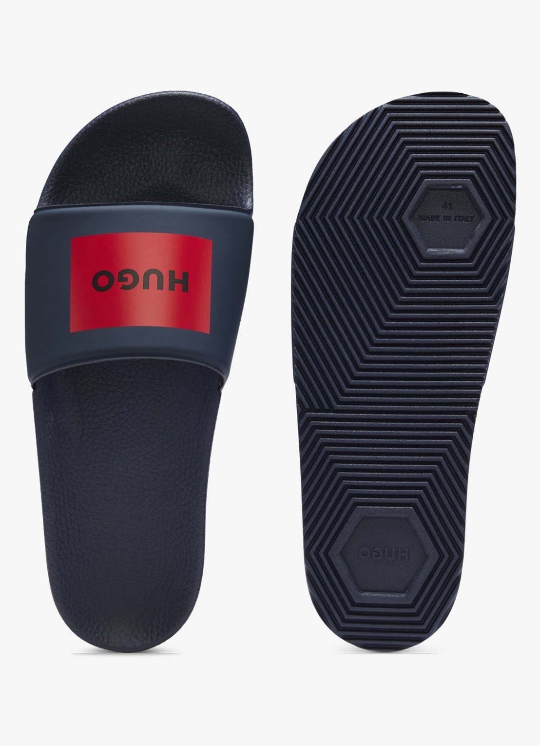 HUGO Timein slipper met logo - detail 2 dark blue-404 / blauw