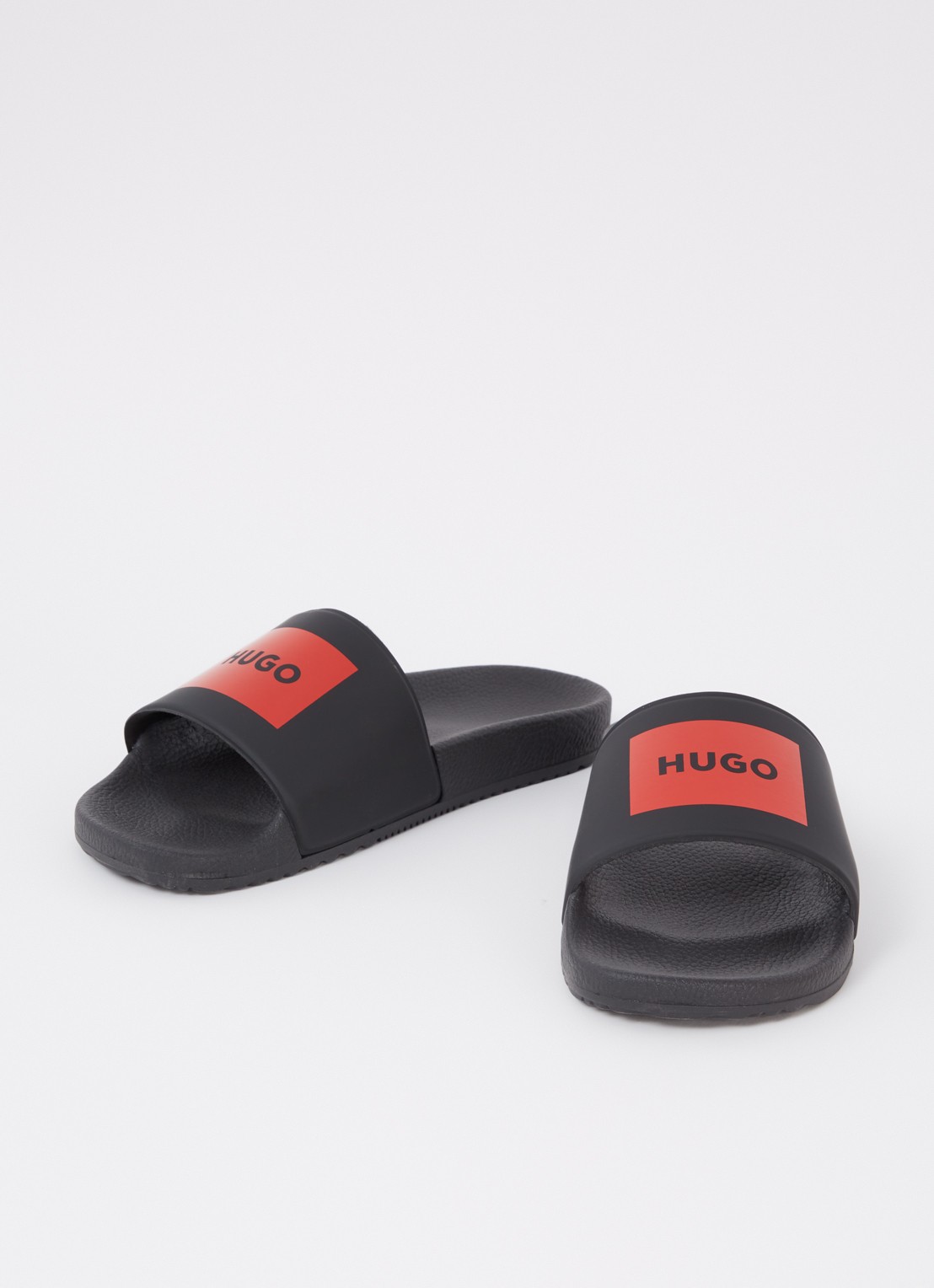 HUGO Timein slipper met logo - detail zwart