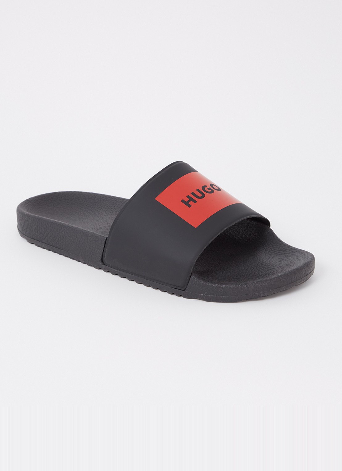 HUGO Timein slipper met logo - voorkant 5 zwart