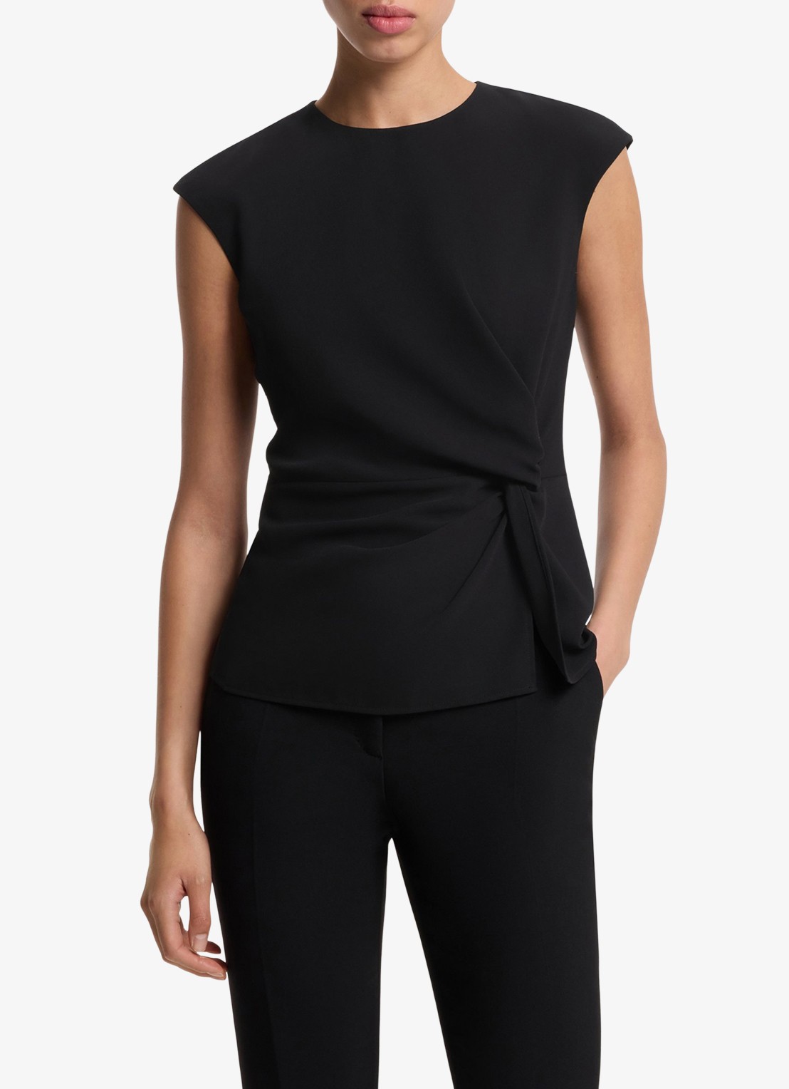 HUGO Top met geknoopt detail - detail zwart