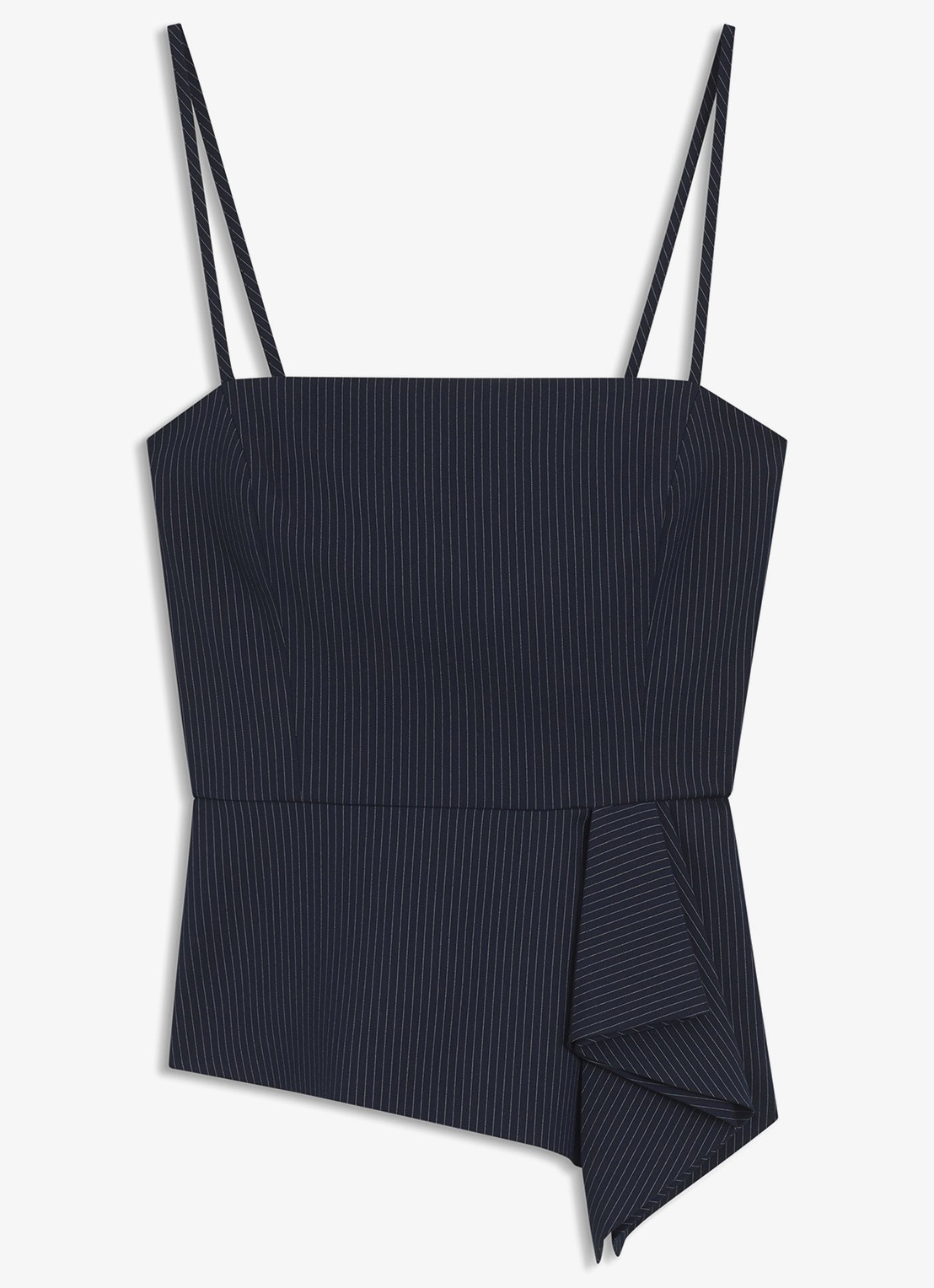 HUGO Top met krijtstrepen en peplum - voorkant 2 donkerblauw
