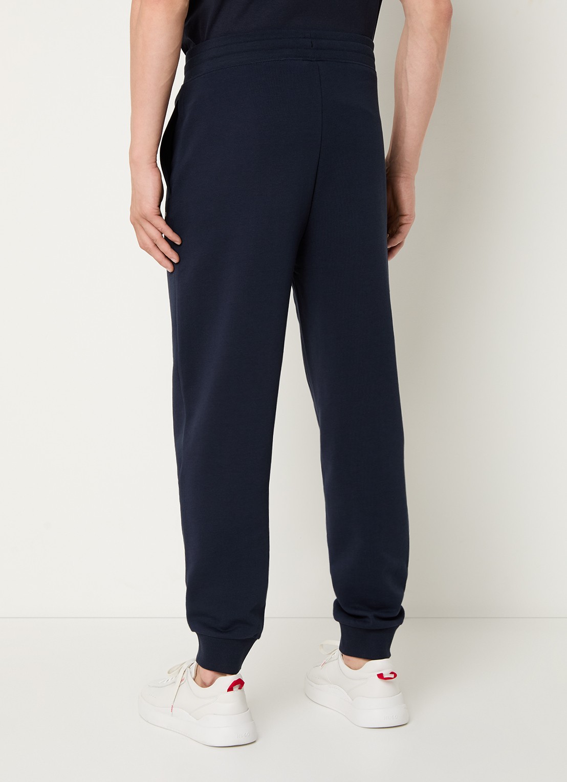 HUGO Trainingsbroek van katoenen badstof met logoprint - achterkant 3 blauw