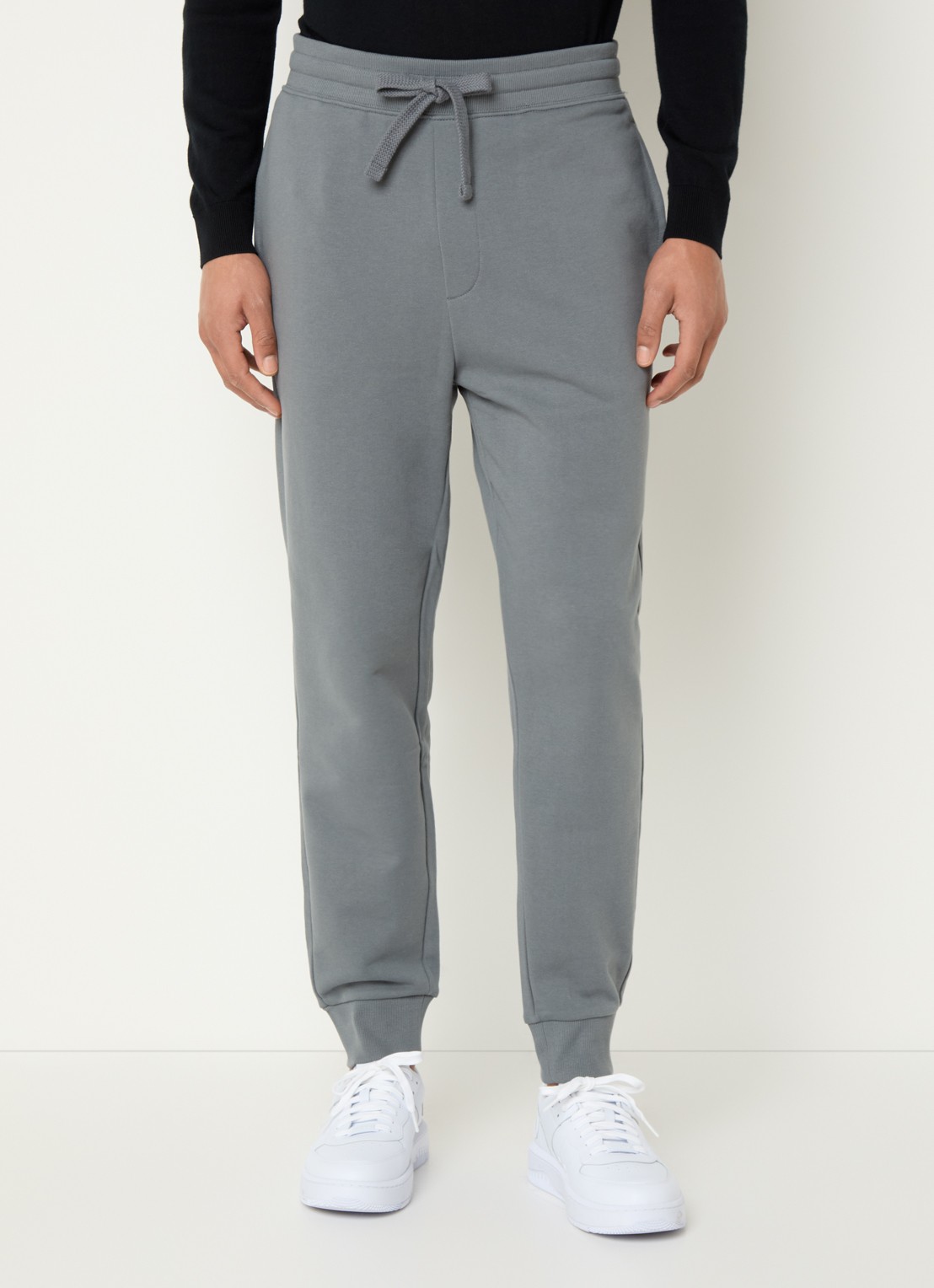 HUGO Trainingsbroek van katoenen badstof met logoprint - detail 3 grijs