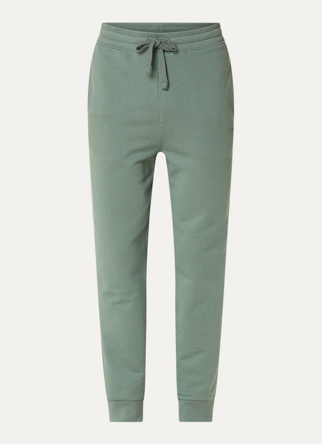 HUGO Trainingsbroek van katoenen badstof met logoprint - voorkant 4 legergroen
