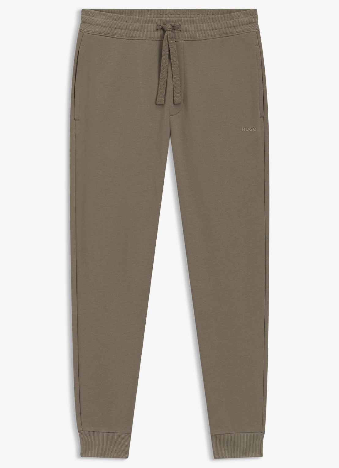 HUGO Trainingsbroek van katoenen badstof met logoprint - voorkant 4 bronsgroen