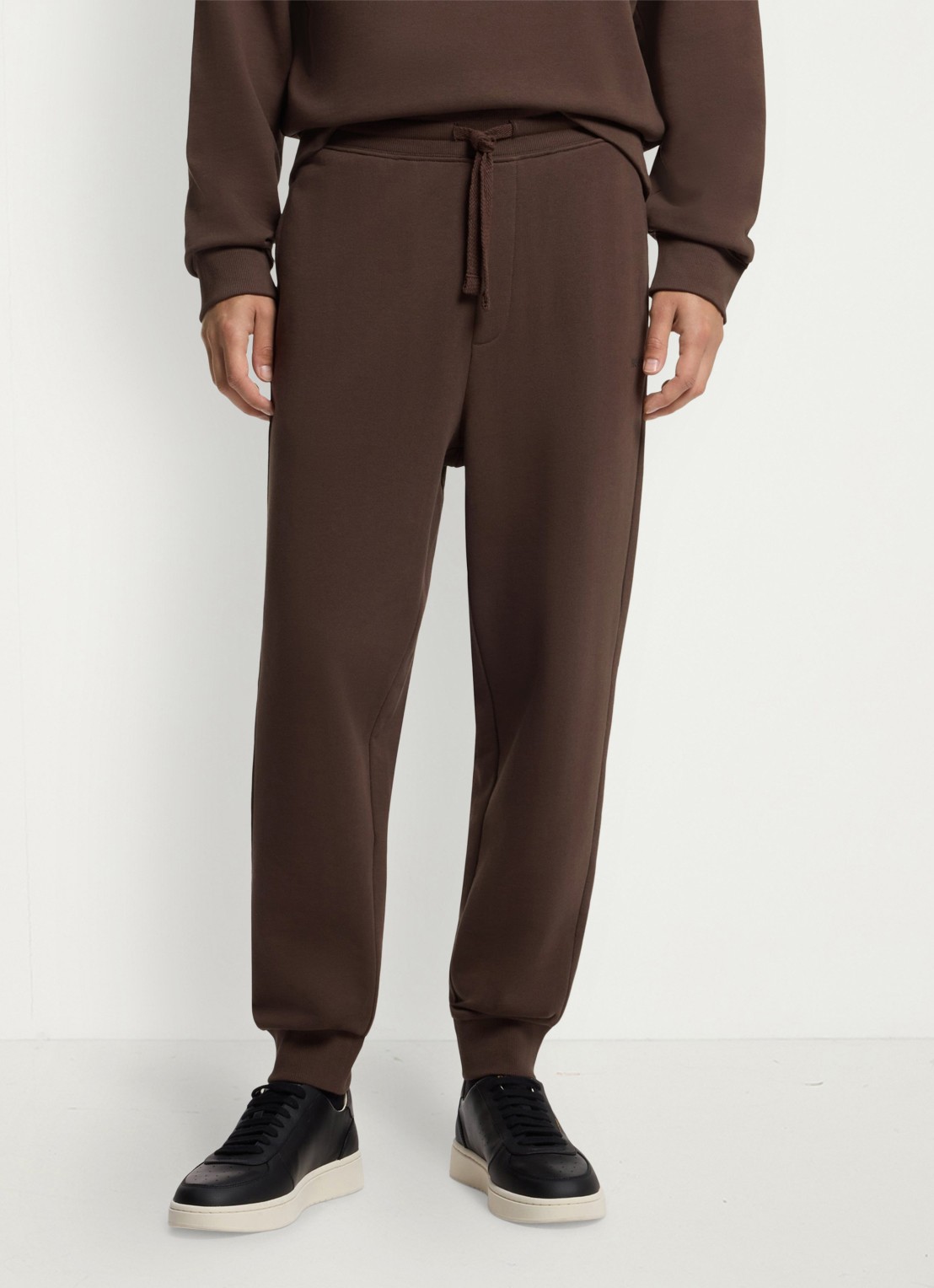 HUGO Trainingsbroek van katoenen badstof met logoprint - detail brown overflow-903