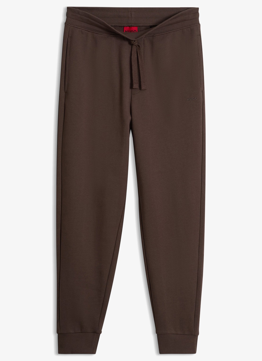 HUGO Trainingsbroek van katoenen badstof met logoprint - voorkant 3 brown overflow-903