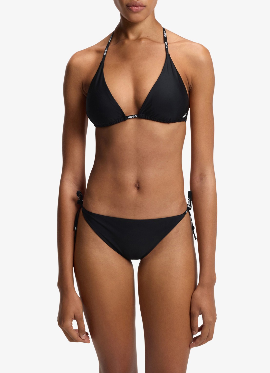 HUGO Triangel bikinitop met uitneembare vulling - voorkant 2 zwart