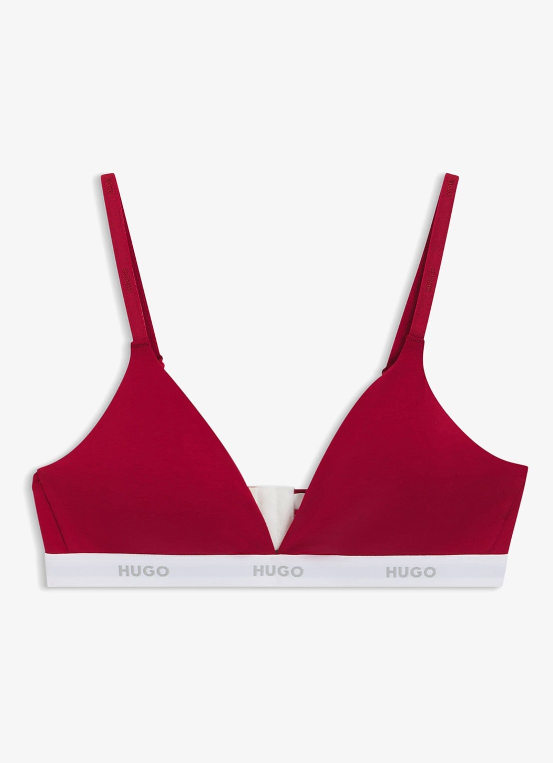 HUGO Triangle voorgevormde bralette met logoband - voorkant rood