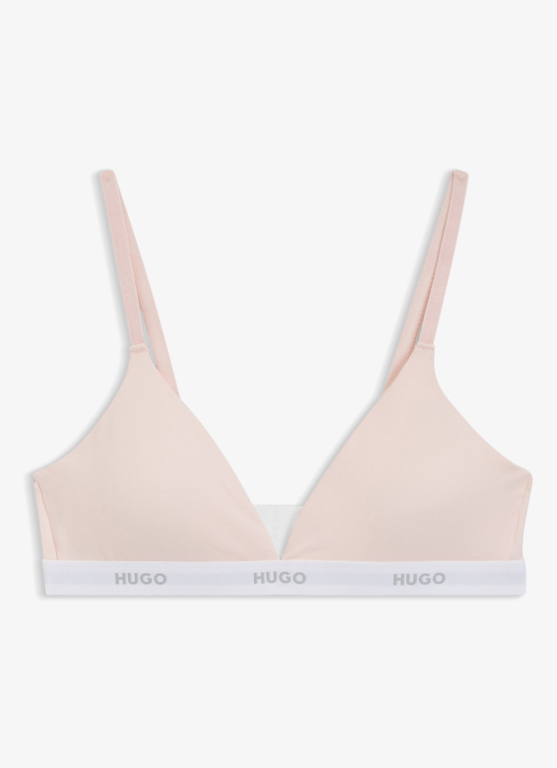 HUGO Triangle voorgevormde bralette met logoband - voorkant lichtroze