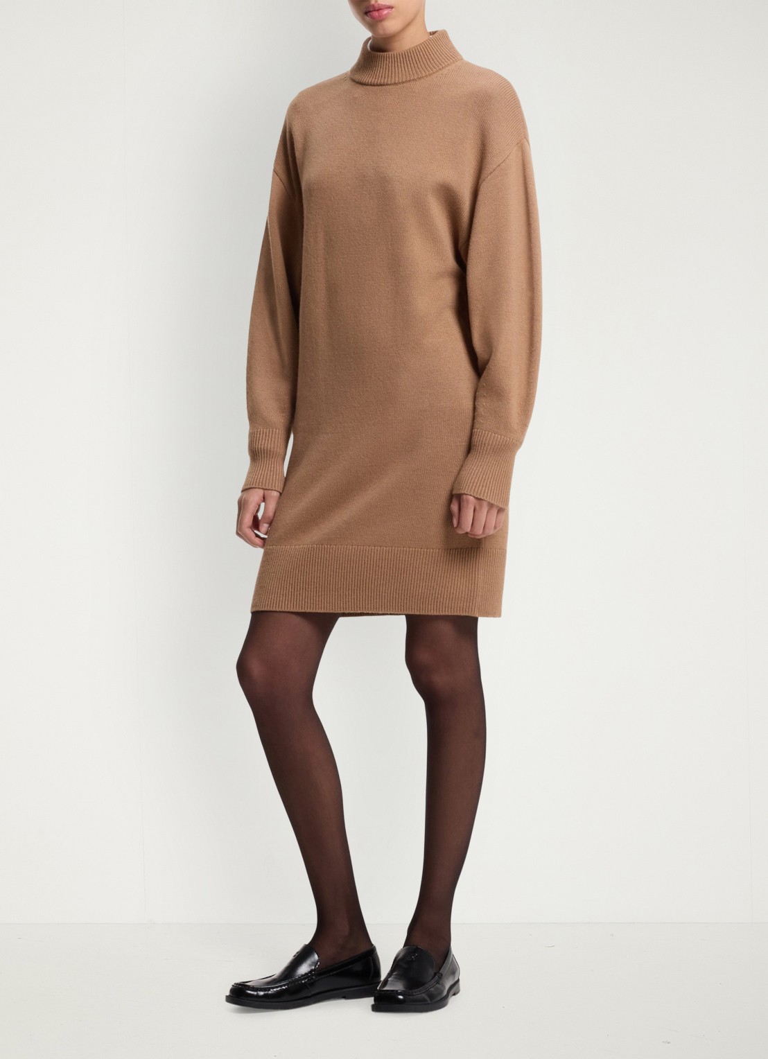 HUGO Trui jurk met logo - detail lichtbruin