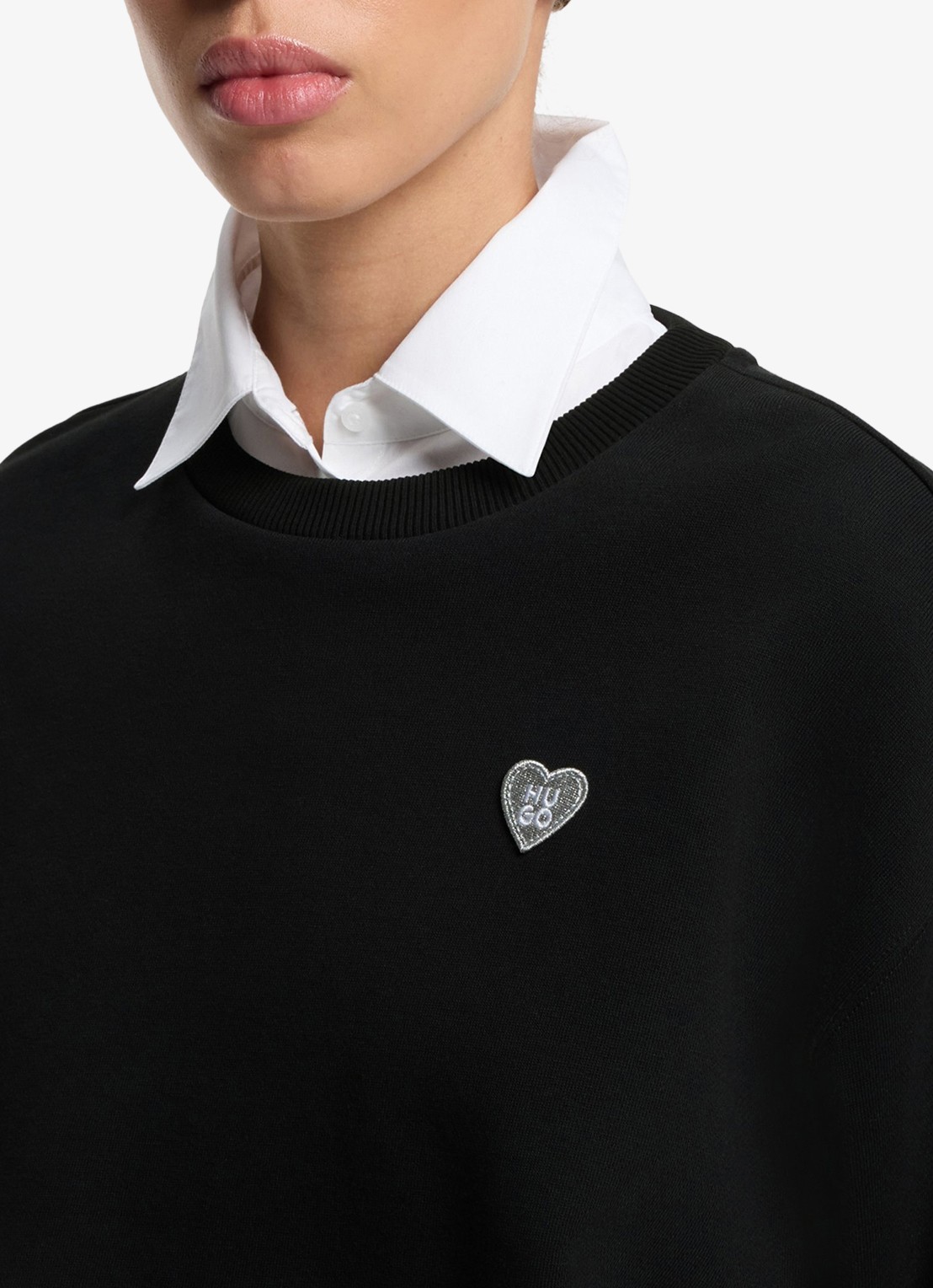 HUGO Trui met logo borduring - detail 5 zwart