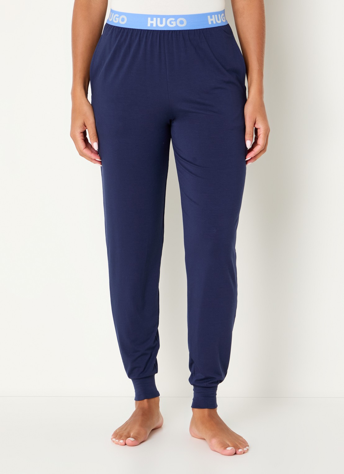 HUGO Unite pyjamabroek met logoband - detail donkerblauw