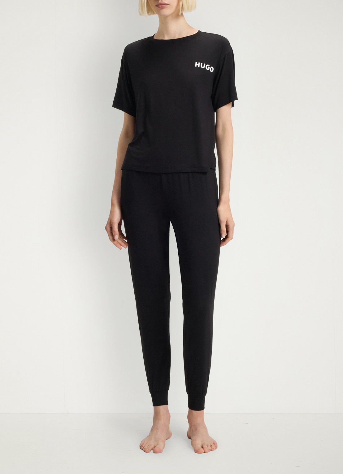 HUGO Unite pyjamatop met logo - voorkant 2 zwart
