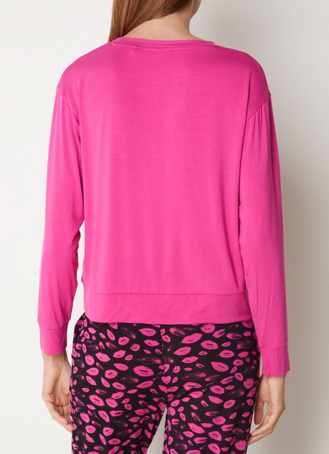 HUGO Unite pyjamatop met logo - achterkant roze