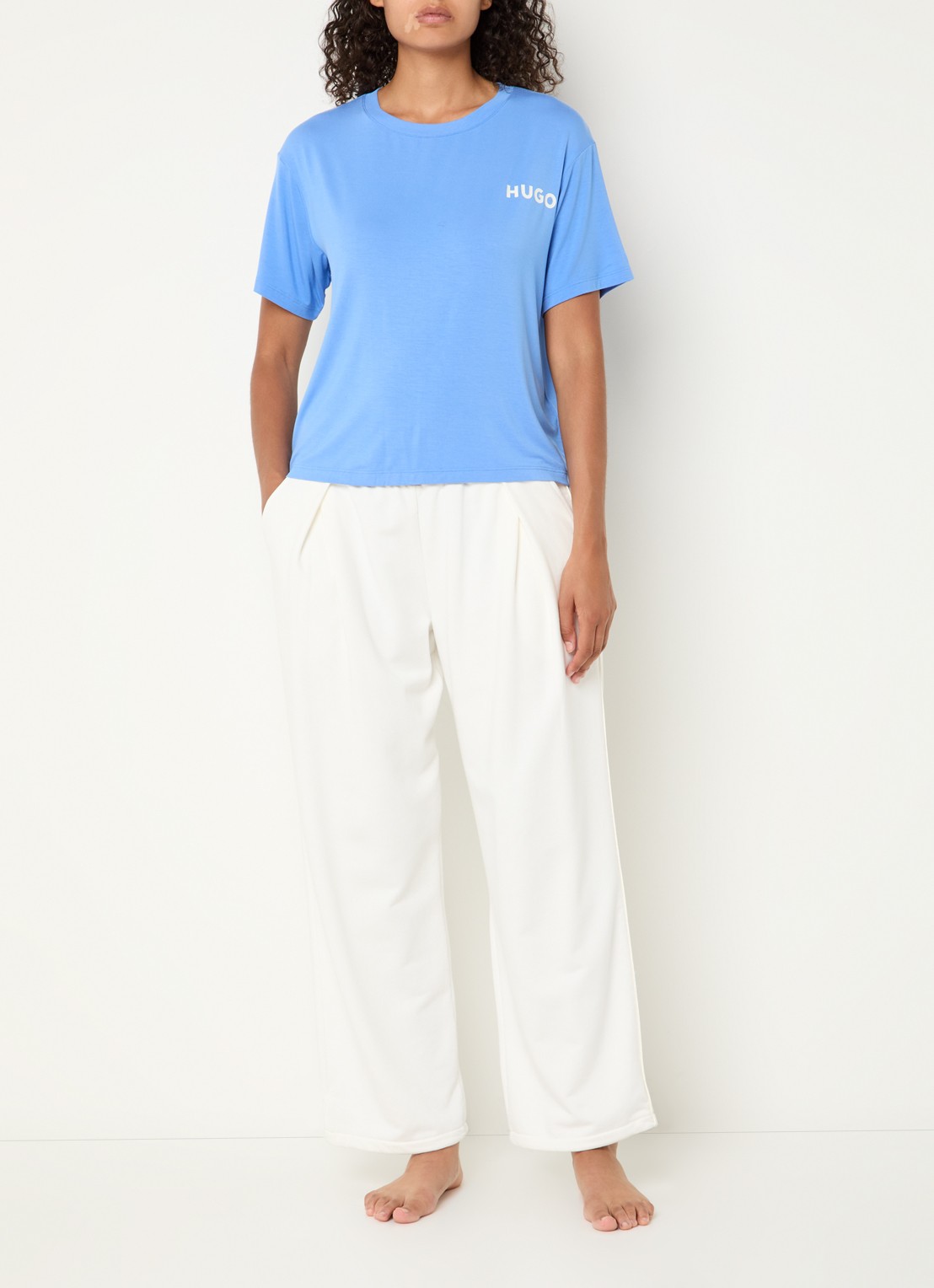 HUGO Unite pyjamatop met logo - voorkant 3 blauw