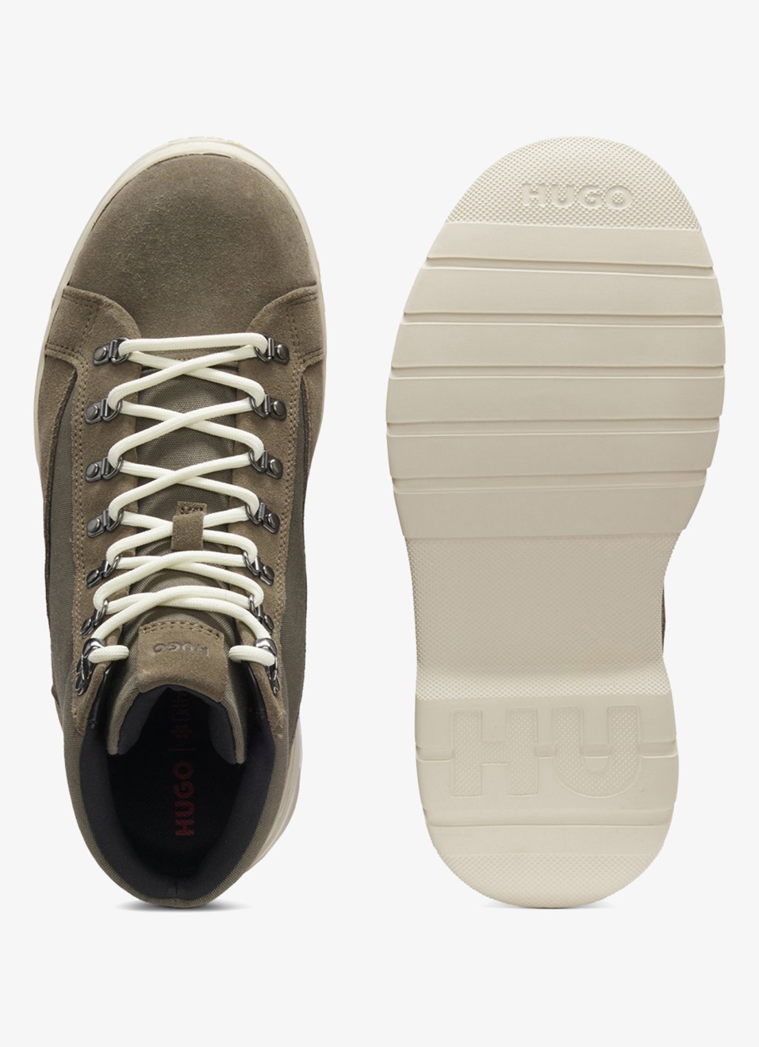 HUGO Veterboot met details van kalfssuède  - achterkant 4 groen