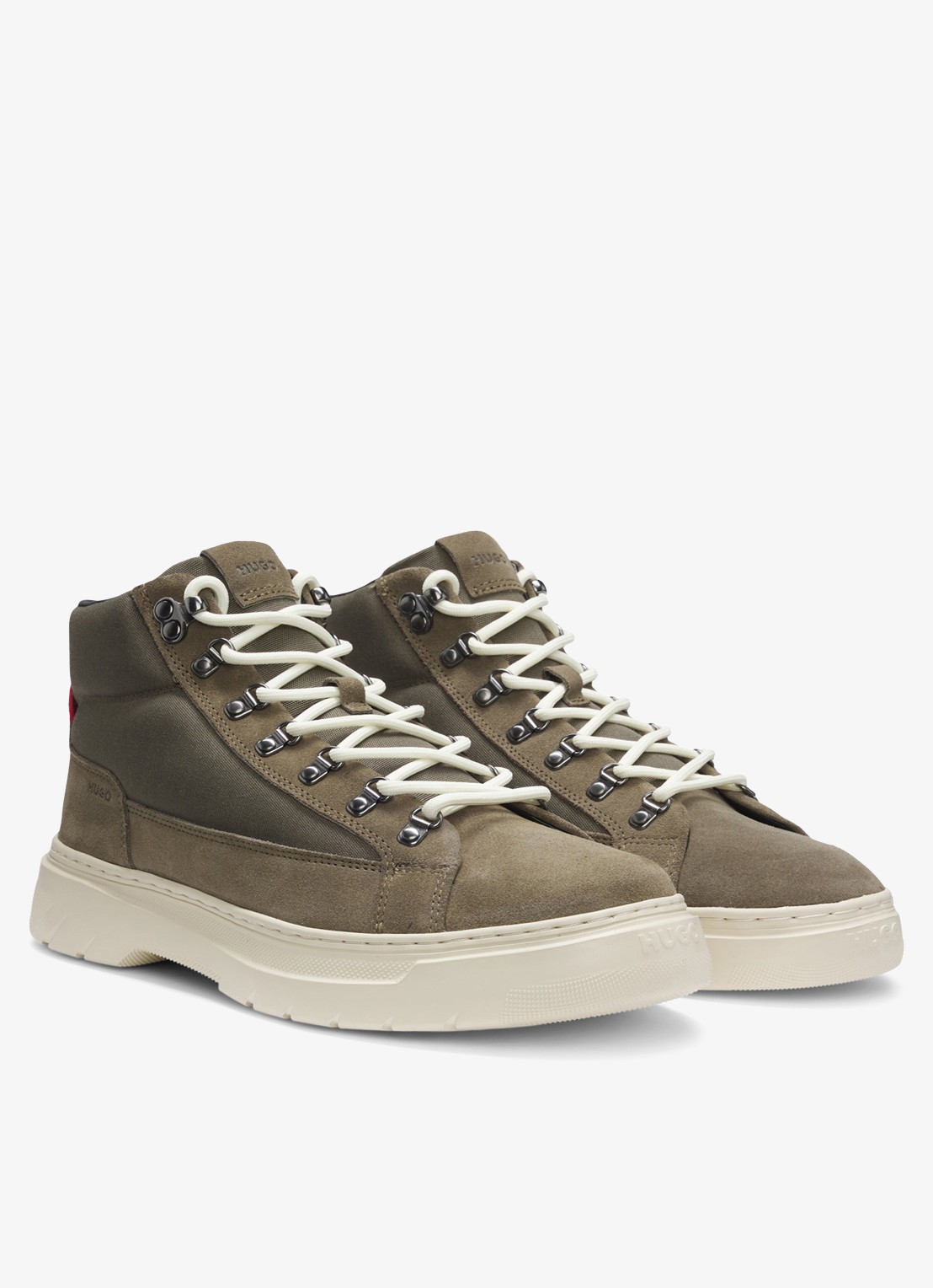 HUGO Veterboot met details van kalfssuède  - voorkant 3 groen