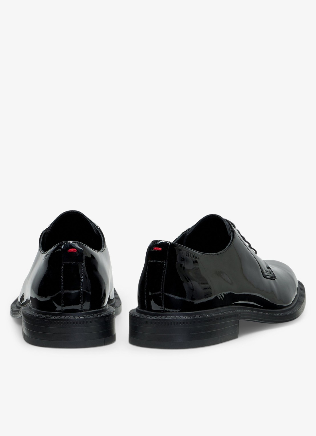 HUGO Veterschoenen van lakleer met logo - detail 5 zwart