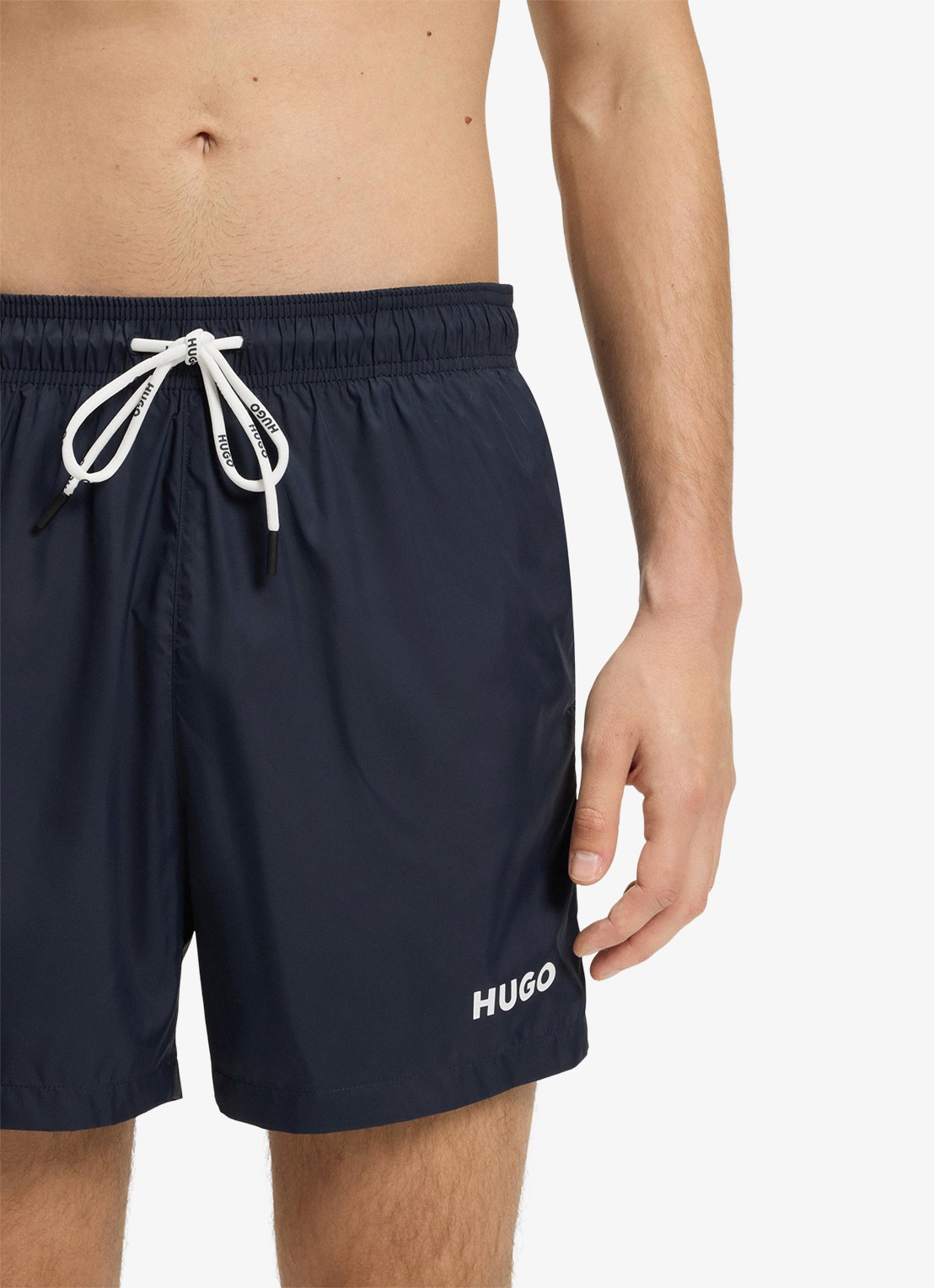 HUGO Volledig gevoerde zwemshort met contrastlogo - detail 2 dark blue-405 / blauw