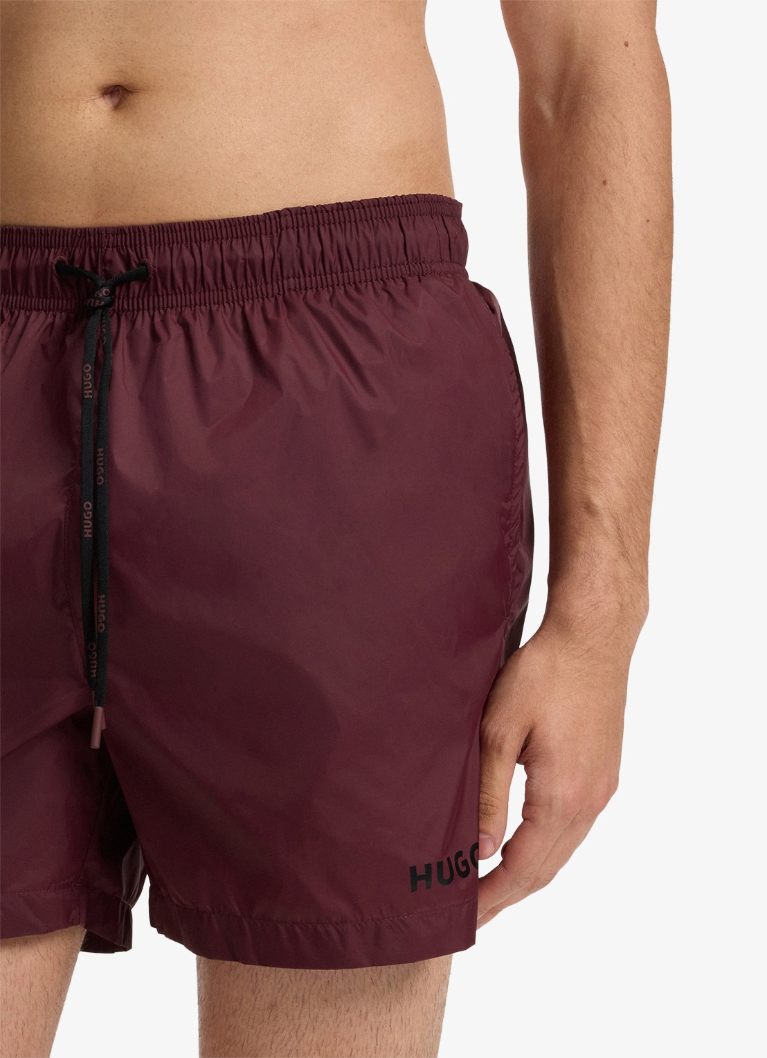 HUGO Volledig gevoerde zwemshort met contrastlogo - detail 2 dark red-602 / rood
