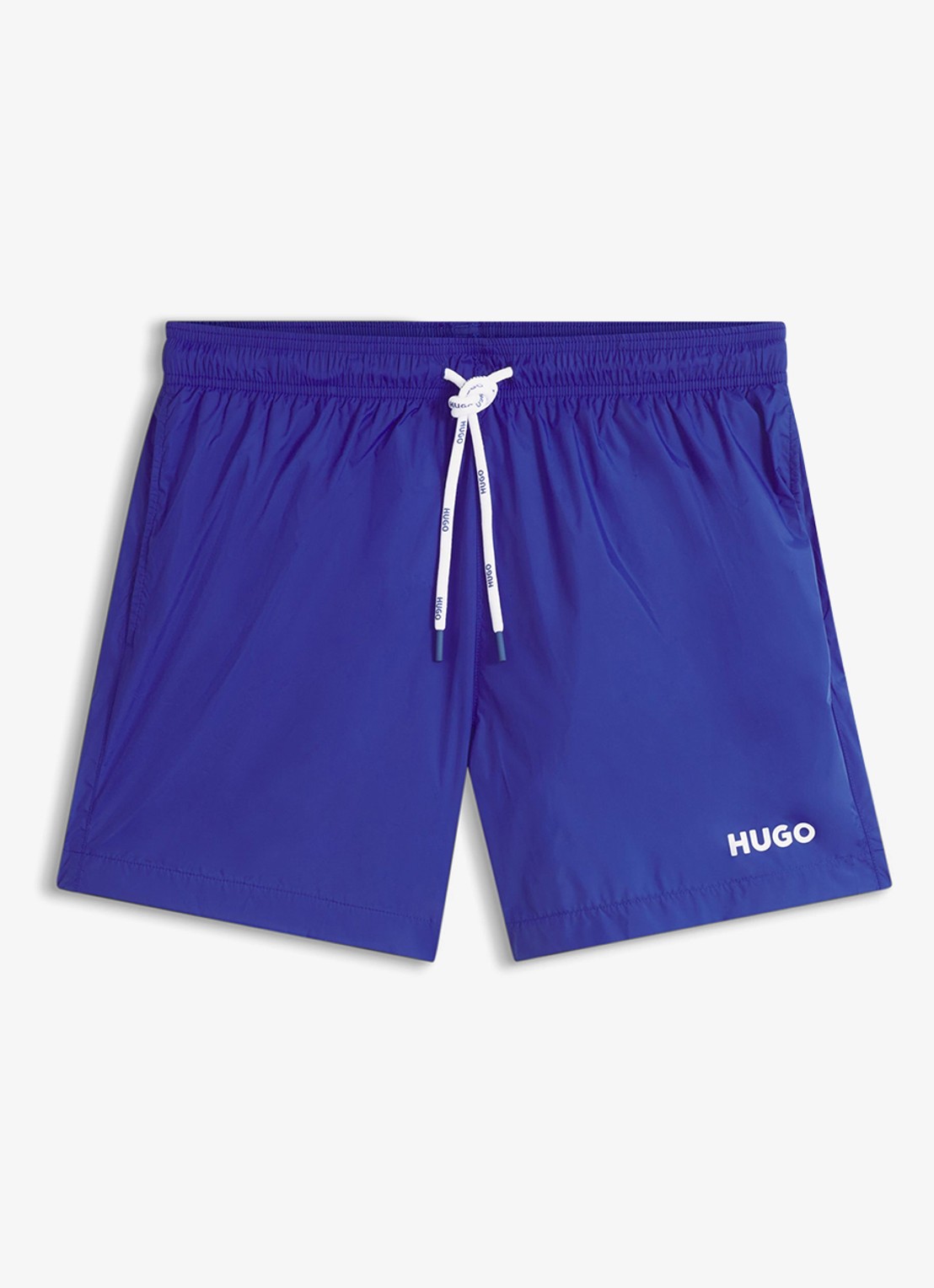 HUGO Volledig gevoerde zwemshort met contrastlogo - voorkant 4 staalblauw