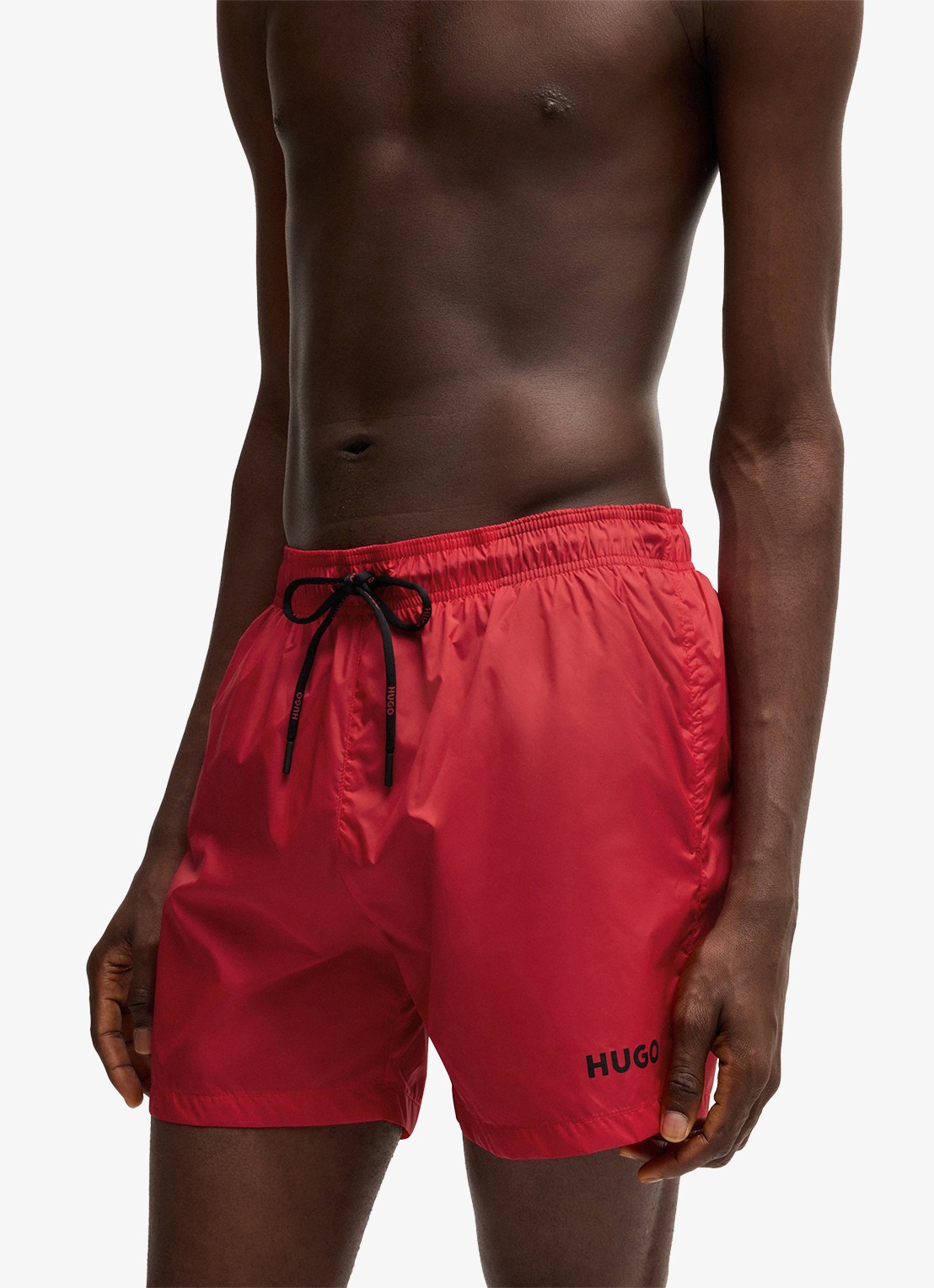 HUGO Volledig gevoerde zwemshort met contrastlogo - detail open pink-693 / roze