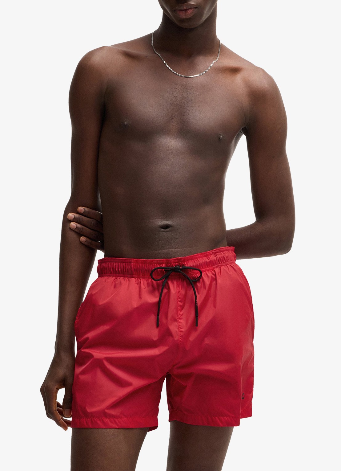 HUGO Volledig gevoerde zwemshort met contrastlogo - voorkant 3 open pink-693 / roze