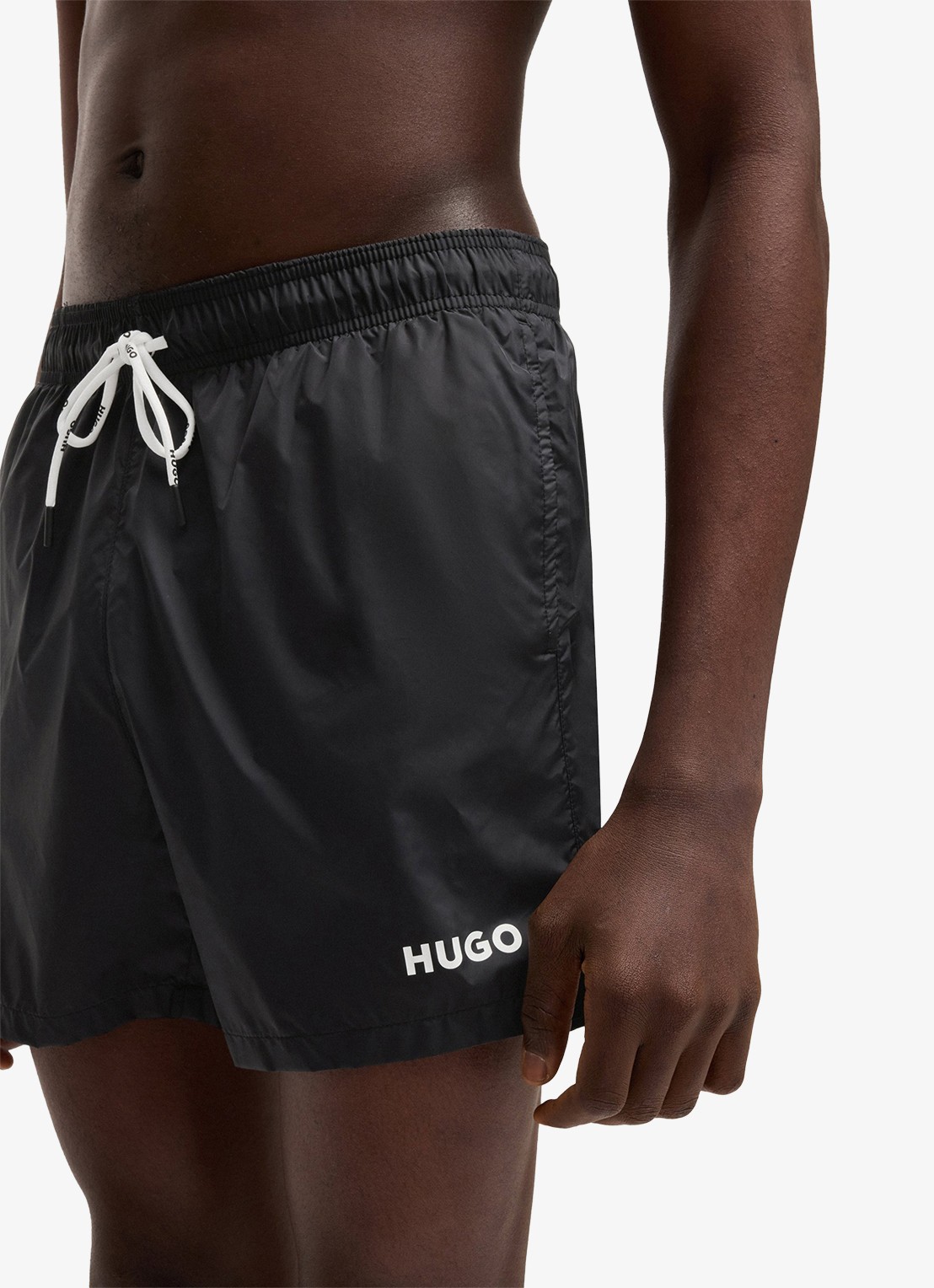 HUGO Volledig gevoerde zwemshort met contrastlogo - detail 4 black-001 / zwart